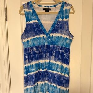 Calvin Klein Jeans Blue and White Tie-Dye Dress L